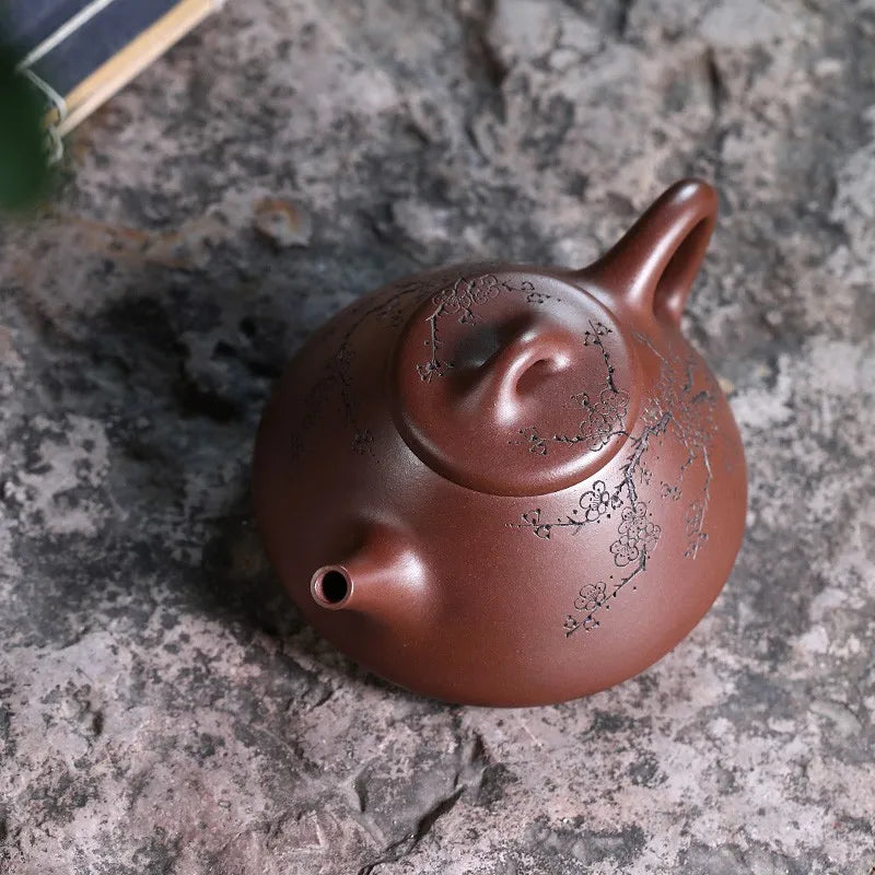 Zanghutianxia Yixing Zisha Teapot Handmade Carved Ziye Shipiao Teapot Raw Ore Purple Clay Zisha Tea Set Teapot Dark Fragrant Ziy