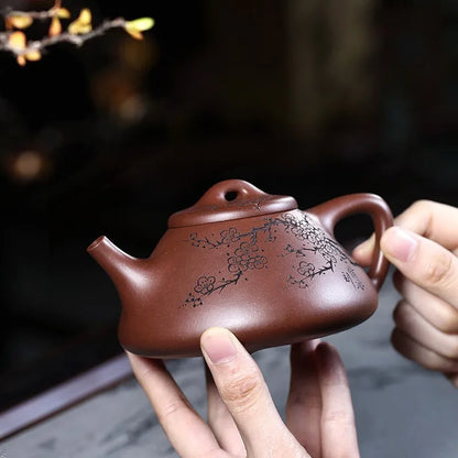 Zanghutianxia Yixing Zisha Teapot Handmade Carved Ziye Shipiao Teapot Raw Ore Purple Clay Zisha Tea Set Teapot Dark Fragrant Ziy