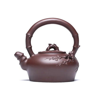 Zanghutianxia Yixing Zisha Teapot Handmade Decals Large Capacity Teapot Raw Ore Purple Clay Zisha Tea Set Plum and Bamboo Double