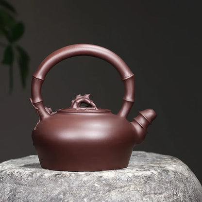 Zanghutianxia Yixing Zisha Teapot Handmade Decals Large Capacity Teapot Raw Ore Purple Clay Zisha Tea Set Plum and Bamboo Double