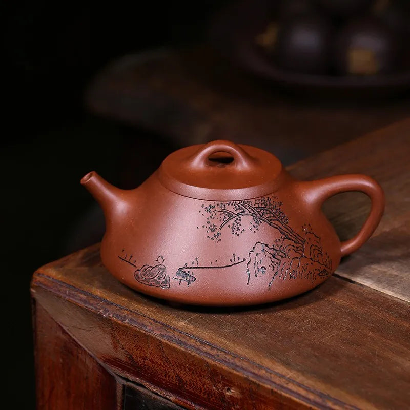 Zanghutianxia Yixing Zisha Teapot Handmade Famous Carved Purple Sand Tea Set Raw Ore Bottom Trough Cleaning Household Teapot Ziy