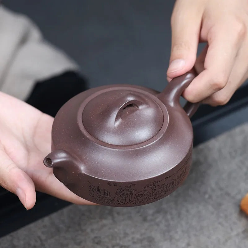 Zanghutianxia Yixing Zisha Teapot Handmade High-End Teapot Raw Ore Purple Clay Handmade Zisha Tea Set Hanjun Hanjun