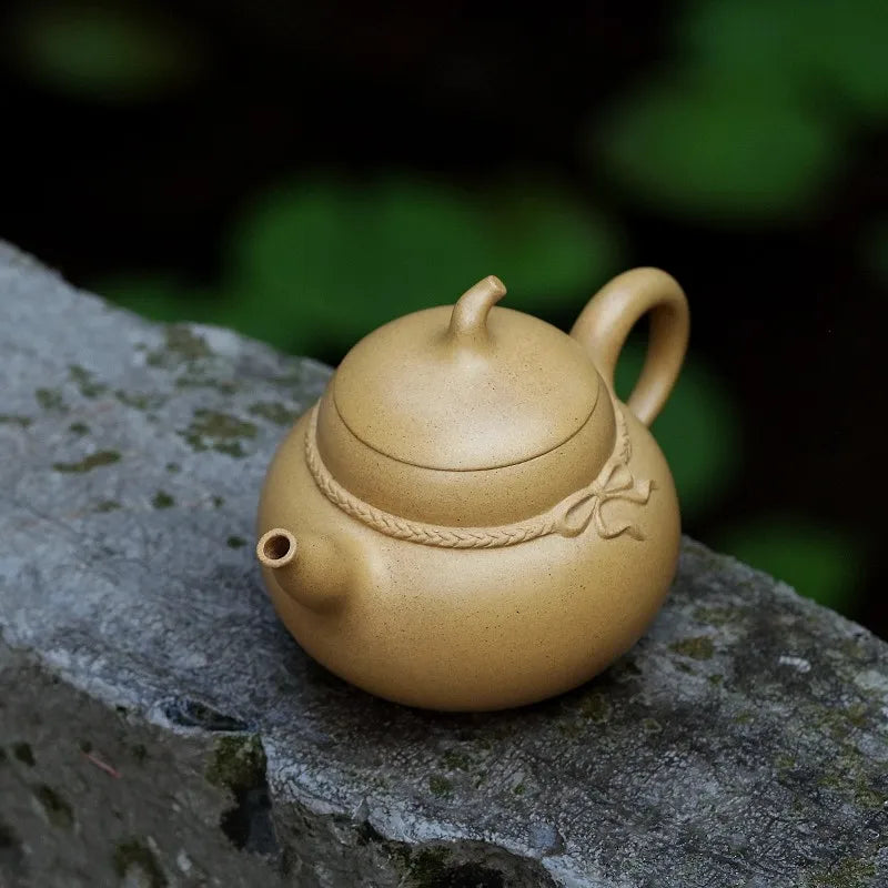 Zanghutianxia Yixing Zisha Teapot Handmade High-Grade Teapot Single Teapot Raw Ore Gold Segment Mud Handmade Zisha Tea Set Gourd