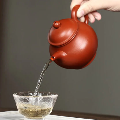 Zanghutianxia Yixing Zisha Teapot Handmade Household Teapot Raw Ore Pear Skin Dahongpao Tea Zisha Tea Set Handmade High Pan Teap