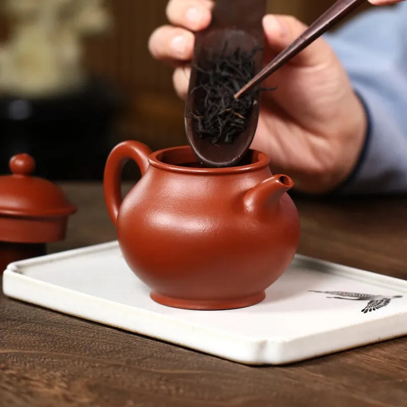 Zanghutianxia Yixing Zisha Teapot Handmade Household Teapot Raw Ore Pear Skin Dahongpao Tea Zisha Tea Set Handmade High Pan Teap