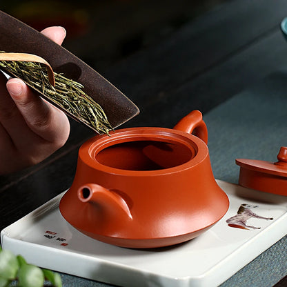 Zanghutianxia Yixing Zisha Teapot Handmade Kung Fu Tea Set Raw Ore Red Plain Cement Household Teapot Column Base Pot Column Base