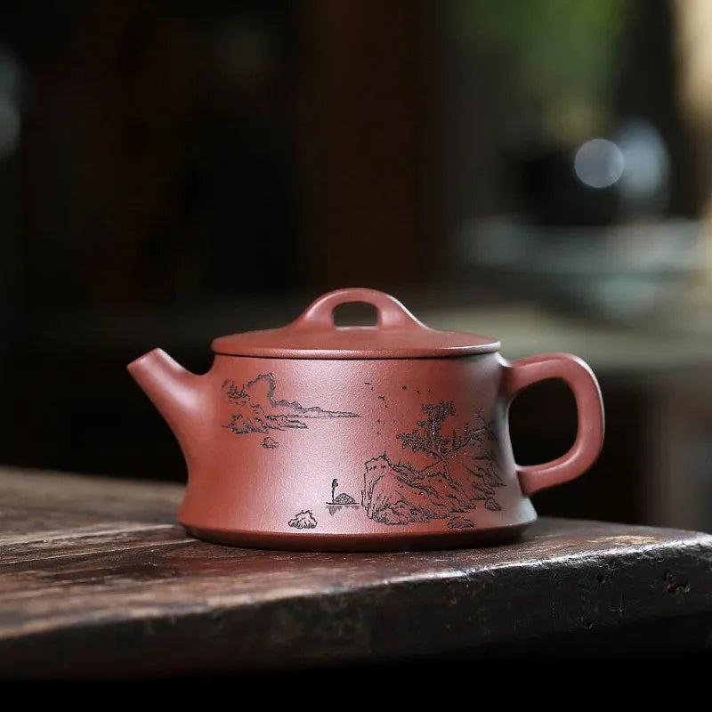 Zanghutianxia Yixing Zisha Teapot Handmade Large Mouth Stone Ladle Single Teapot Household Zisha Tea Set Raw Ore Bottom Trough C