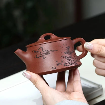 Zanghutianxia Yixing Zisha Teapot Handmade Large Mouth Stone Ladle Single Teapot Household Zisha Tea Set Raw Ore Bottom Trough C