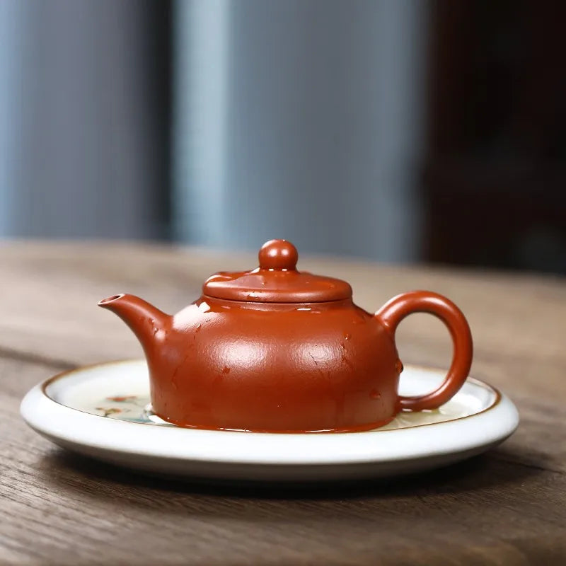 Zanghutianxia Yixing Zisha Teapot Handmade Sketch Teapot Raw Ore Pear Skin Dahongpao Tea Small Capacity Kung Fu Tea Set Crescent