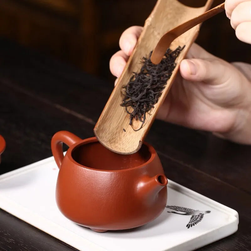 Zanghutianxia Yixing Zisha Teapot Handmade Teapot Raw Ore Pear Skin Dahongpao Tea Zisha Tea Set Handmade Large Mouth Stone Ladle