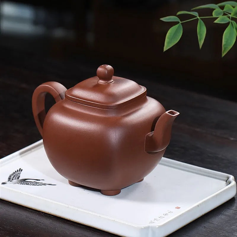 Zanghutianxia Yixing Zisha Teapot Handmade Zisha Tea Set Square Pot Raw Ore Home Collection Old Yixing Clay Household Teapot Min