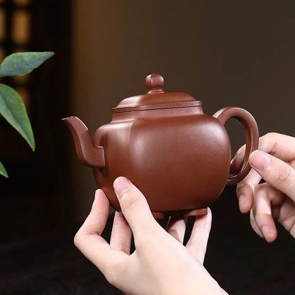 Zanghutianxia Yixing Zisha Teapot Handmade Zisha Tea Set Square Pot Raw Ore Home Collection Old Yixing Clay Household Teapot Min