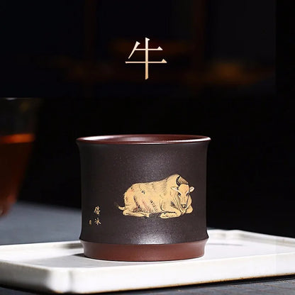 Zanghutianxia Zodiac Master Cup Country Aid Zhu Qianbing Yixing Purple Stand Tea Cup Hand Painted Tea Cup