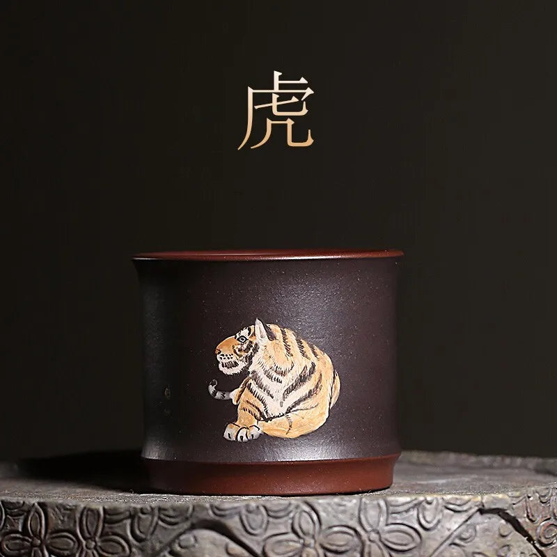 Zanghutianxia Zodiac Master Cup Country Aid Zhu Qianbing Yixing Purple Stand Tea Cup Hand Painted Tea Cup