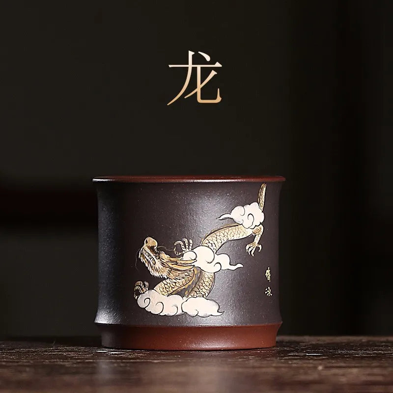 Zanghutianxia Zodiac Master Cup Country Aid Zhu Qianbing Yixing Purple Stand Tea Cup Hand Painted Tea Cup