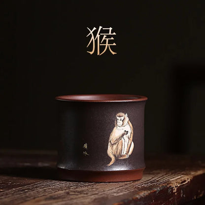 Zanghutianxia Zodiac Master Cup Country Aid Zhu Qianbing Yixing Purple Stand Tea Cup Hand Painted Tea Cup