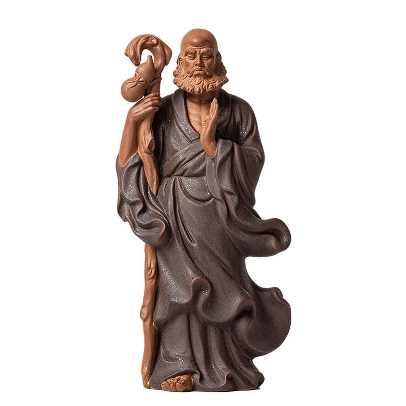 Zen Bodhisattva Ceramic Dharma Sculpture Statue, Lndian Buddhist Figures Home Room, Office, Feng Shui Decoration Statue