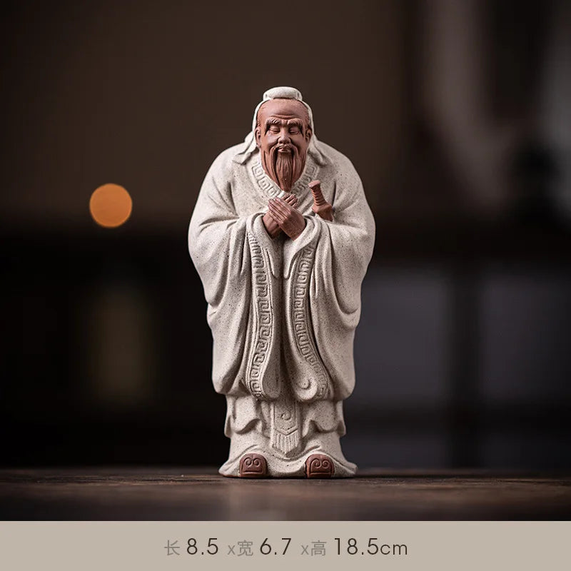 Zen Chinese ceramic historical figure Confucius and Laozi home decoration creative interior study tea room tabletop decoration