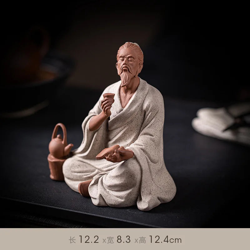 Zen Chinese ceramic historical figure Confucius and Laozi home decoration creative interior study tea room tabletop decoration