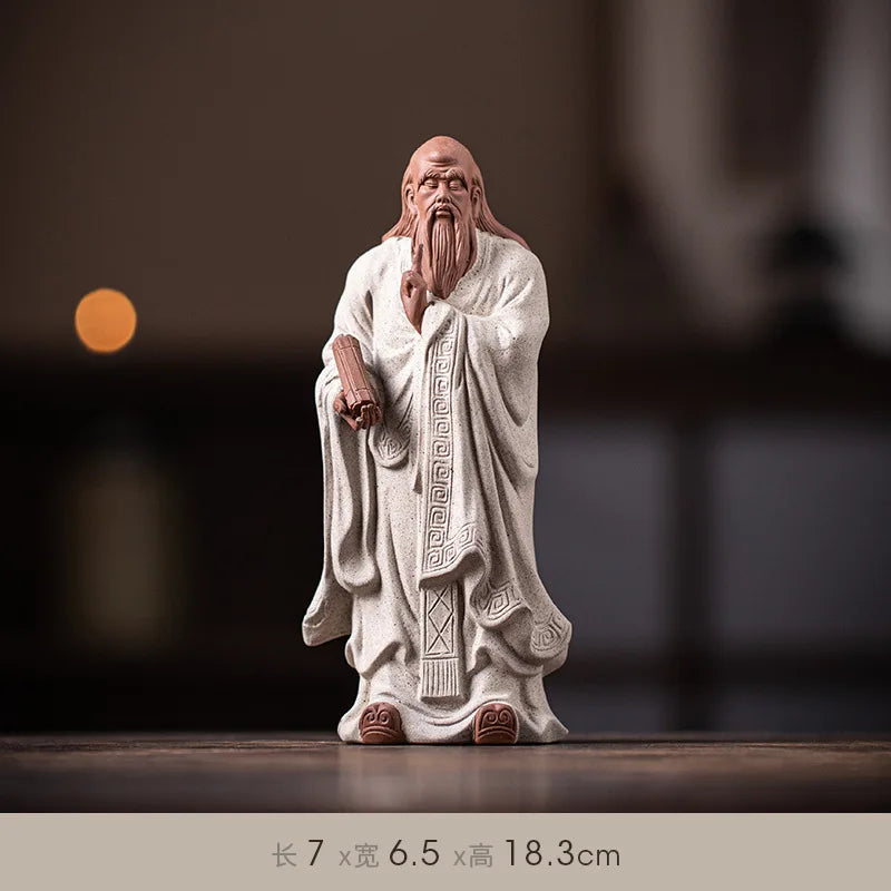 Zen Chinese ceramic historical figure Confucius and Laozi home decoration creative interior study tea room tabletop decoration