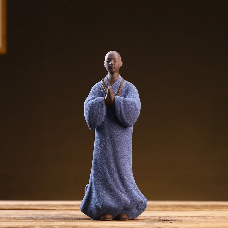 Zen Handicrafts, Ceramic Purple Sand Boutique Tea, Pet Little Monk Figure Decoration, Creative Desktop Landscape Decoration