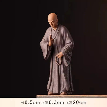 Zen Little Monk Buddhist Shami Meditation Sculpture Ceramic Figurines Tearoom Fengshui Chinese Statues for Decoration Gift