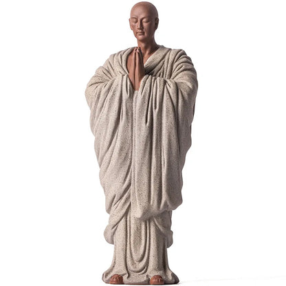 Zen Little Monk Buddhist Shami Meditation Sculpture Ceramic Figurines Tearoom Fengshui Chinese Statues for Decoration Gift