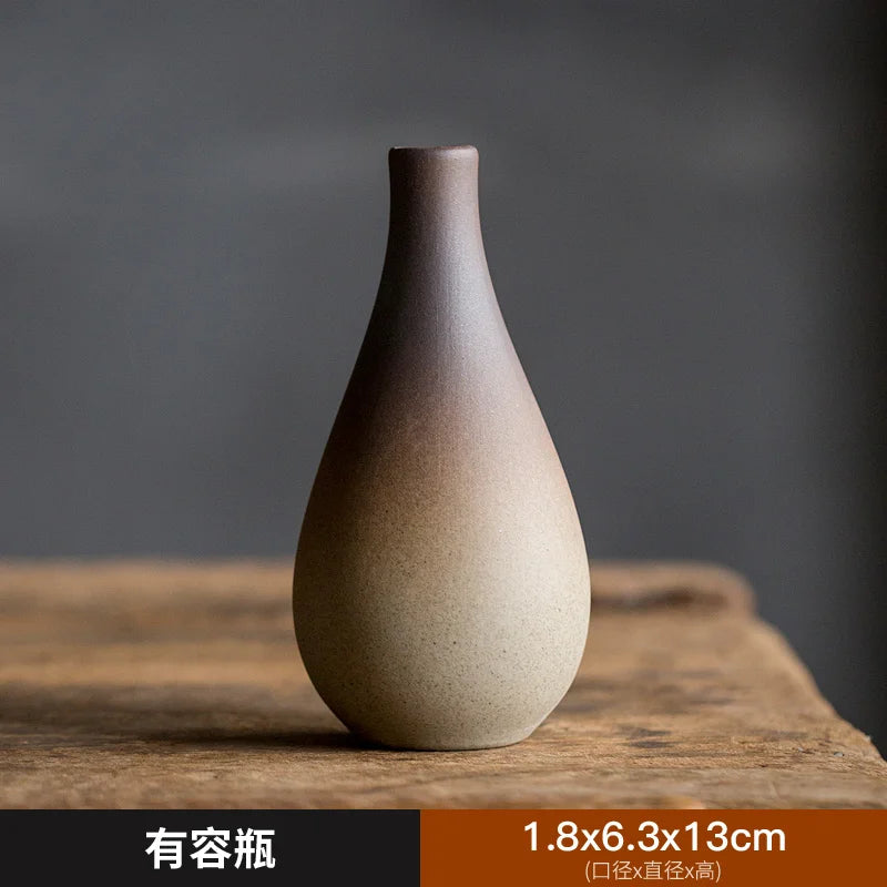 Zen Rough Pottery Tea Pet Ornaments Ceramic Vase Tea Table Decor Living Room Desktop Decoration Retro Tea Ceremony Accessories