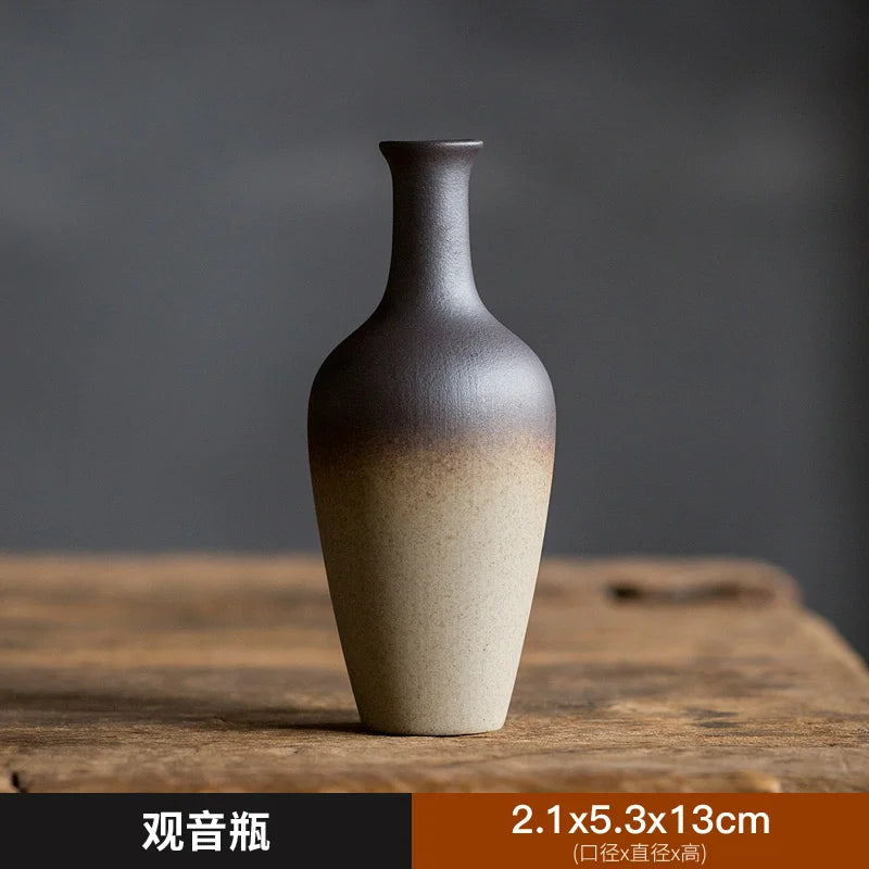 Zen Rough Pottery Tea Pet Ornaments Ceramic Vase Tea Table Decor Living Room Desktop Decoration Retro Tea Ceremony Accessories