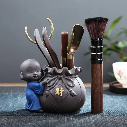 Zen Tea Ceremony Accessories Six Gentlemen Set Kung Fu Tea Set Purple Sand Ebony Wood Accessories Factory Direct Supply