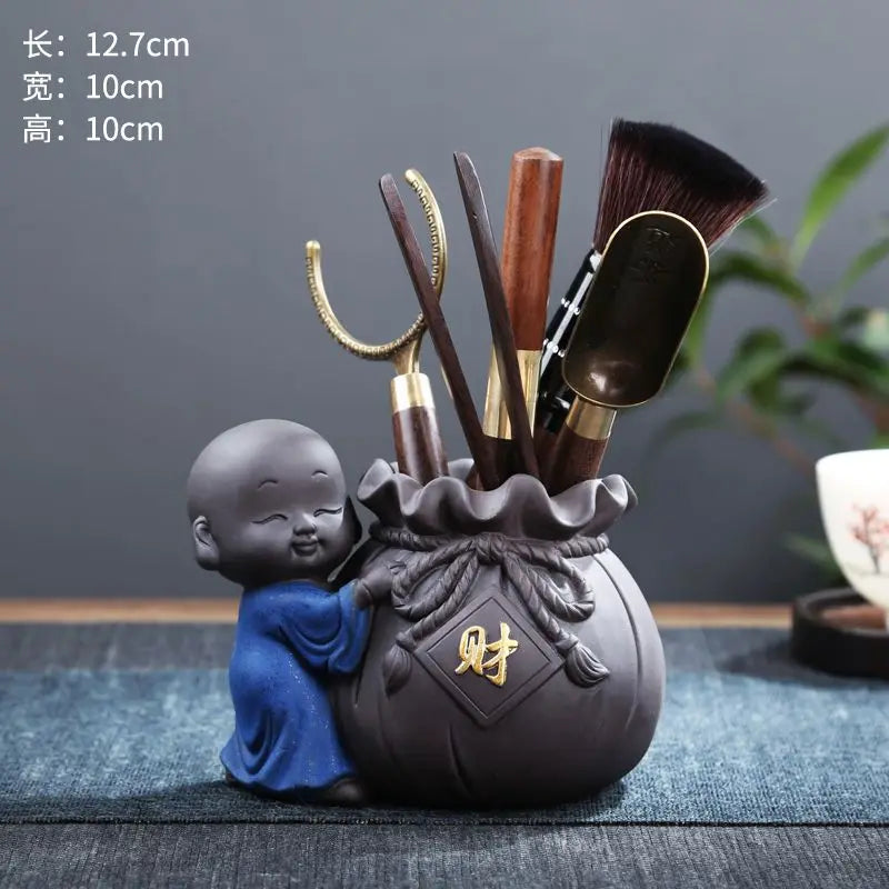 Zen Tea Ceremony Accessories Six Gentlemen Set Kung Fu Tea Set Purple Sand Ebony Wood Accessories Factory Direct Supply