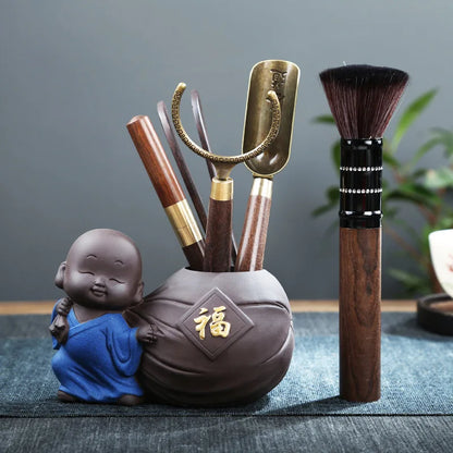 Zen Tea Ceremony Accessories Six Gentlemen Set Kung Fu Tea Set Purple Sand Ebony Wood Accessories Factory Direct Supply