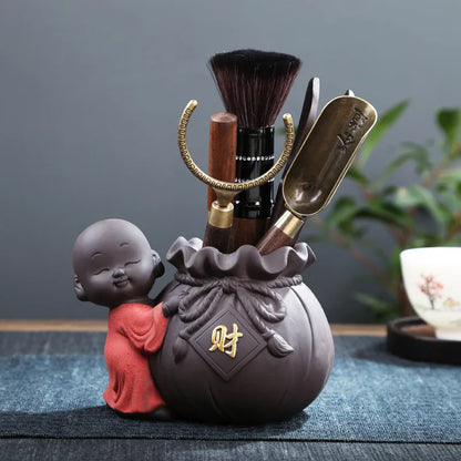 Zen Tea Ceremony Accessories Six Gentlemen Set Kung Fu Tea Set Purple Sand Ebony Wood Accessories Factory Direct Supply