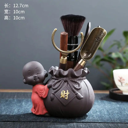 Zen Tea Ceremony Accessories Six Gentlemen Set Kung Fu Tea Set Purple Sand Ebony Wood Accessories Factory Direct Supply