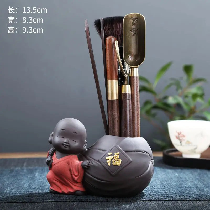 Zen Tea Ceremony Accessories Six Gentlemen Set Kung Fu Tea Set Purple Sand Ebony Wood Accessories Factory Direct Supply