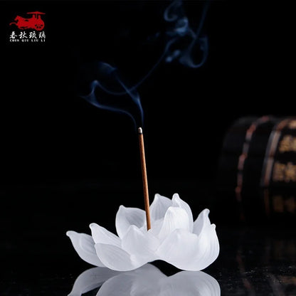 Zen incense burner Glass lotus incense stick lotus incense stick Incense holder household buddha supplies ornament household Bud