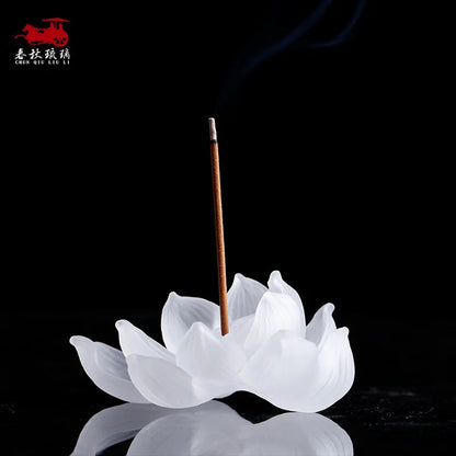 Zen incense burner Glass lotus incense stick lotus incense stick Incense holder household buddha supplies ornament household Bud