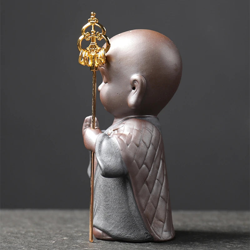 Zen style handmade monk buddha yixing zisha purple clay tea pet home decoration desk table pet Chinese tea play on sales small