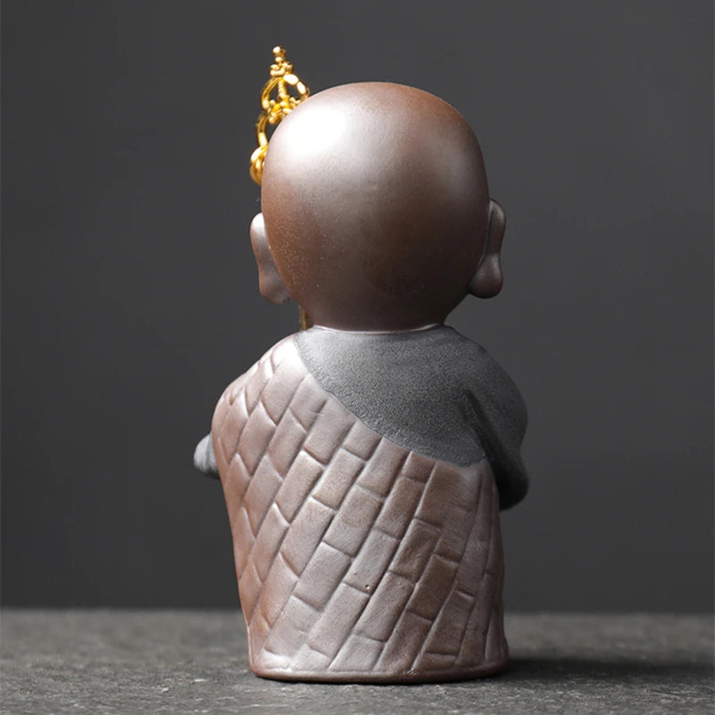 Zen style handmade monk buddha yixing zisha purple clay tea pet home decoration desk table pet Chinese tea play on sales small