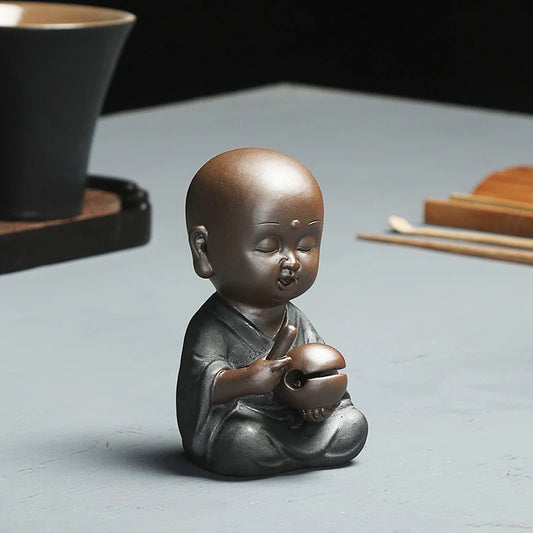 Zen style monk home decoration house warming gift holiday ornament from China yixing zisha porcelain tea pet small size tea play