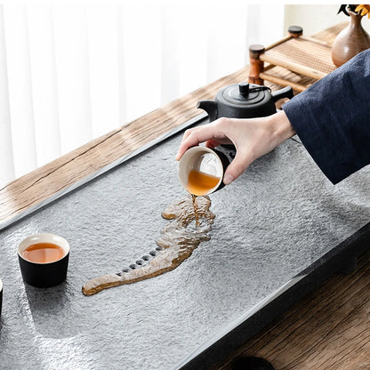 Zen style stone tea tray water draining tea boat for kungfu tea set water reservoir serving trays rectangle heavy multi size new