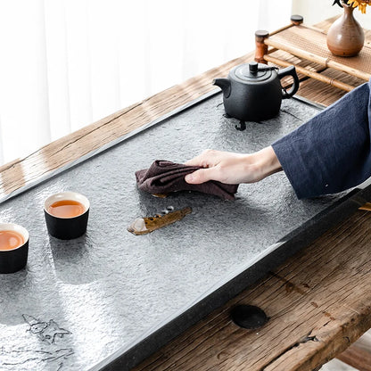 Zen style stone tea tray water draining tea boat for kungfu tea set water reservoir serving trays rectangle heavy multi size new