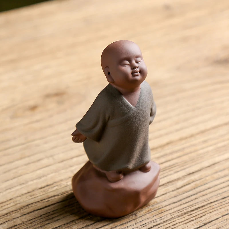 Zen style tea pet yixing zisha purple clay tea play table decoration handmade ornament monk meditation creative holiday gift new