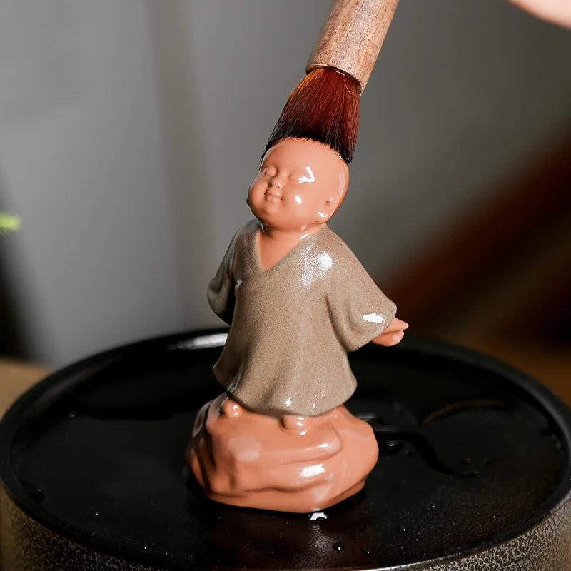 Zen style tea pet yixing zisha purple clay tea play table decoration handmade ornament monk meditation creative holiday gift new