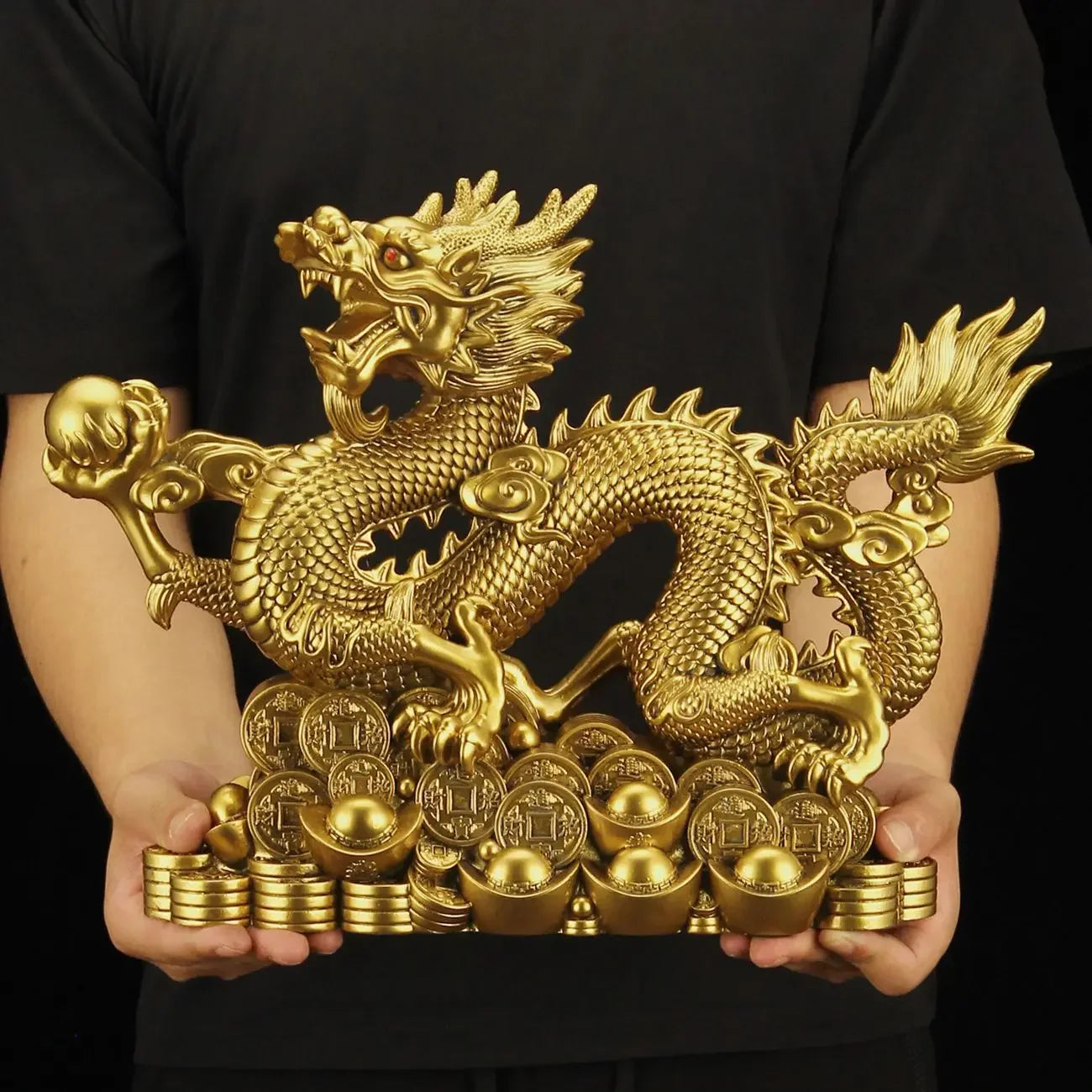 Zhao Cai Ancient Bronze Five Claw Golden Dragon Decoration Zhaocai Office Living Room Entrance Craft Zodiac Bronze Dragon Mascot