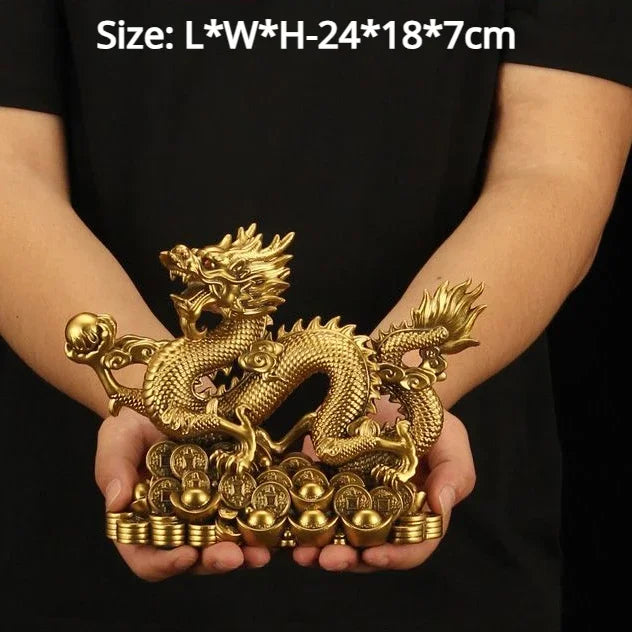 Zhao Cai Ancient Bronze Five Claw Golden Dragon Decoration Zhaocai Office Living Room Entrance Craft Zodiac Bronze Dragon Mascot