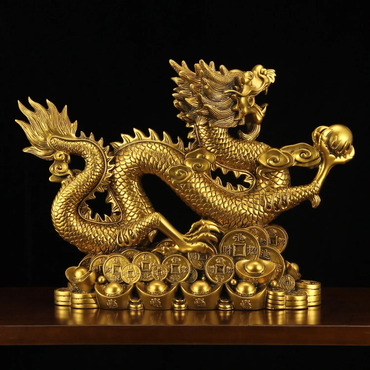 Zhao Cai Ancient Bronze Five Claw Golden Dragon Decoration Zhaocai Office Living Room Entrance Craft Zodiac Bronze Dragon Mascot