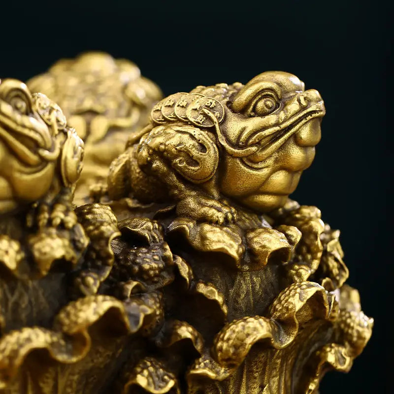 Zhaocai All Copper Golden Toad Treasure Pot Ornaments Attract Wealth Cabbage Living Room TV Cabinet Office Decor Opening Gift