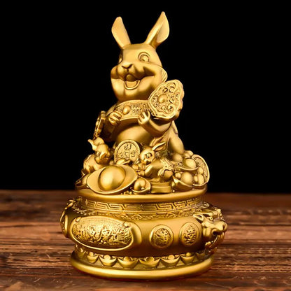 Zhaocai Brass Rabbit Ornament Lucky Rabbit in Hand with A Bright Future Home and Living Room Decoration Craft