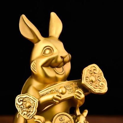 Zhaocai Brass Rabbit Ornament Lucky Rabbit in Hand with A Bright Future Home and Living Room Decoration Craft